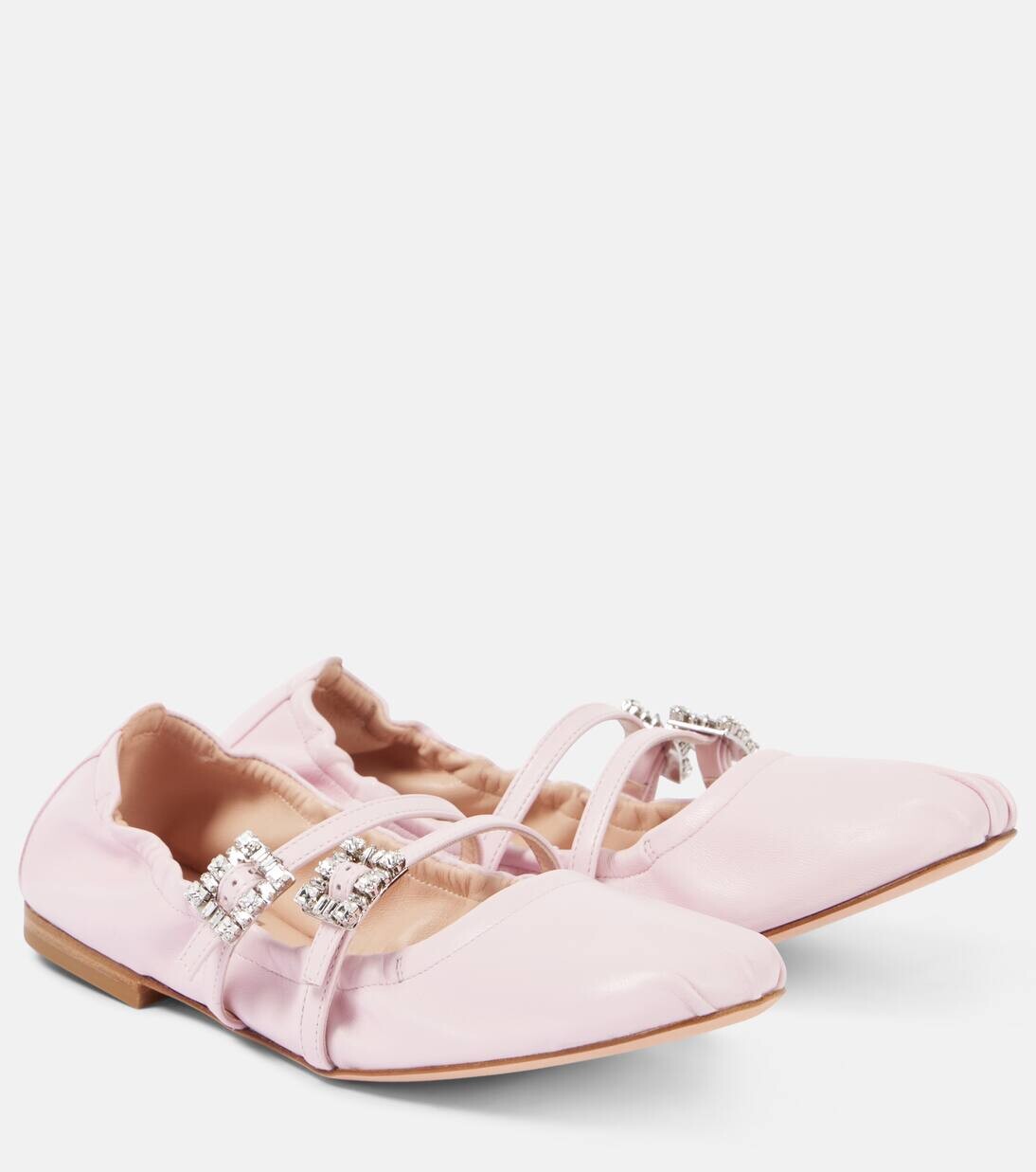 Туфли Мэри Джейн из кожи, украшенные кристаллами Roger Vivier, цвет teen pink