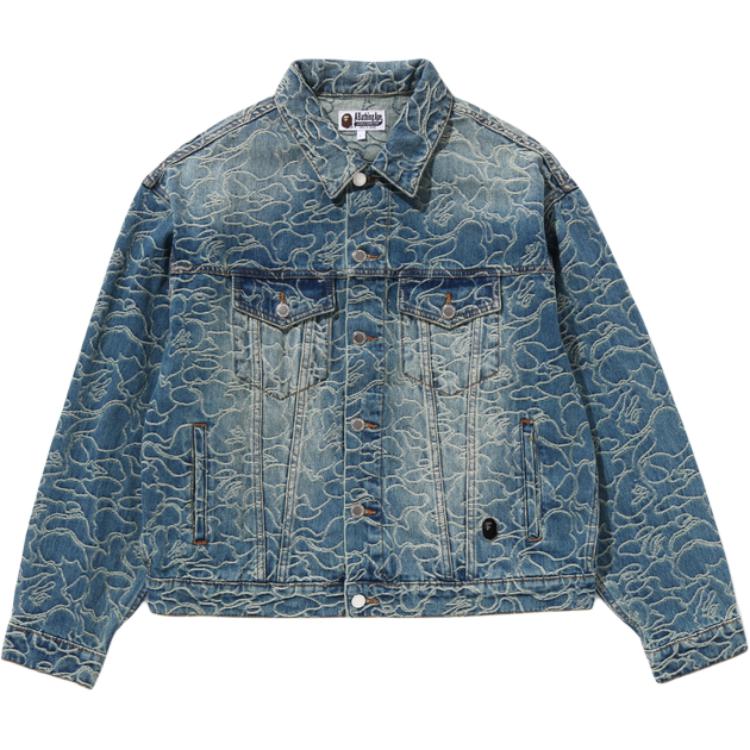 A BATHING APE Вышитая джинсовая куртка, GYX-Black — фото 3