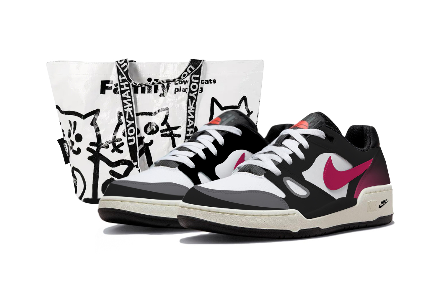 

Nike Full Force Black Pink Panda, Shopping Bag Cushioning, Wear Resistant Low top Skateboard Shoes Unisex Pink