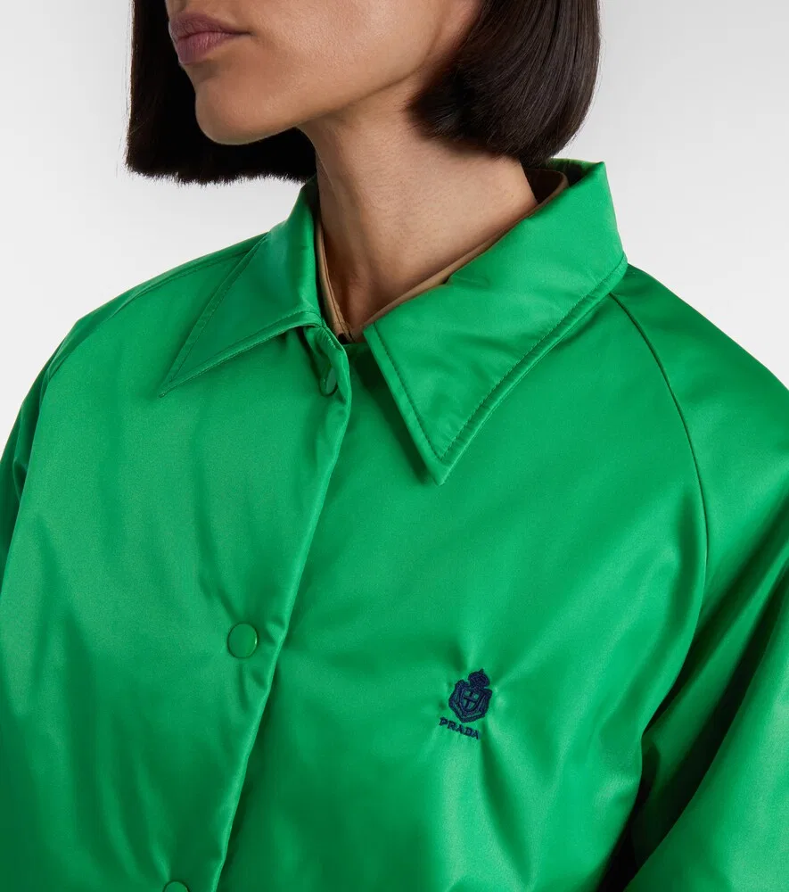 Объемная куртка-блузон из нейлона Re-Nylon Prada, зеленый — фото 3
