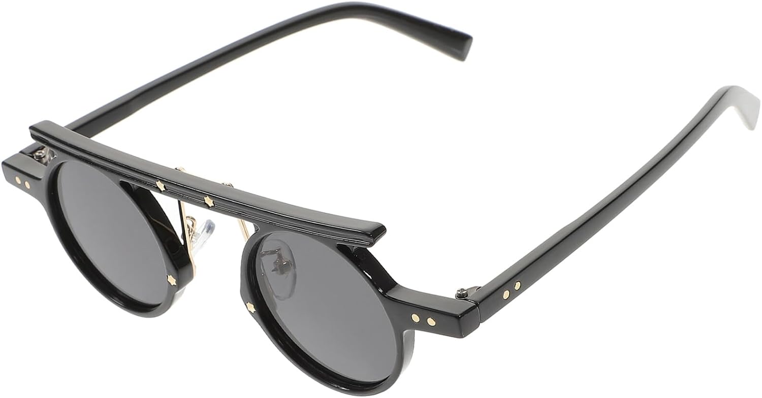 

Ретро круглые солнцезащитные очки для женщин и мужчин в винтажном панк-стиле, черная оправа, серые линзы, защита от УФ-излучения, очки для активного отдыха CONGARTENO, Black