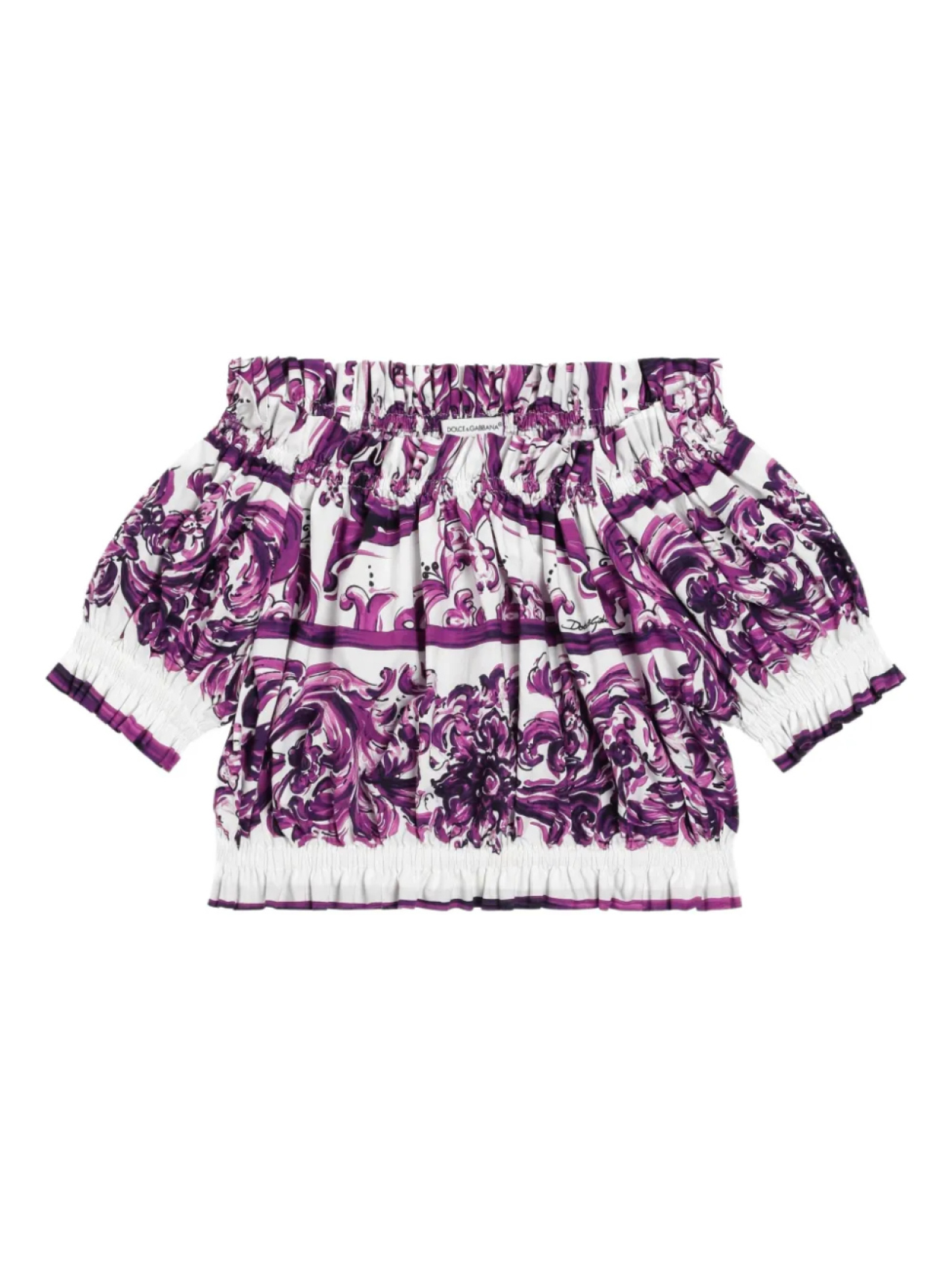 

Dolce & Gabbana Kids блузка с принтом Majolica, фиолетовый