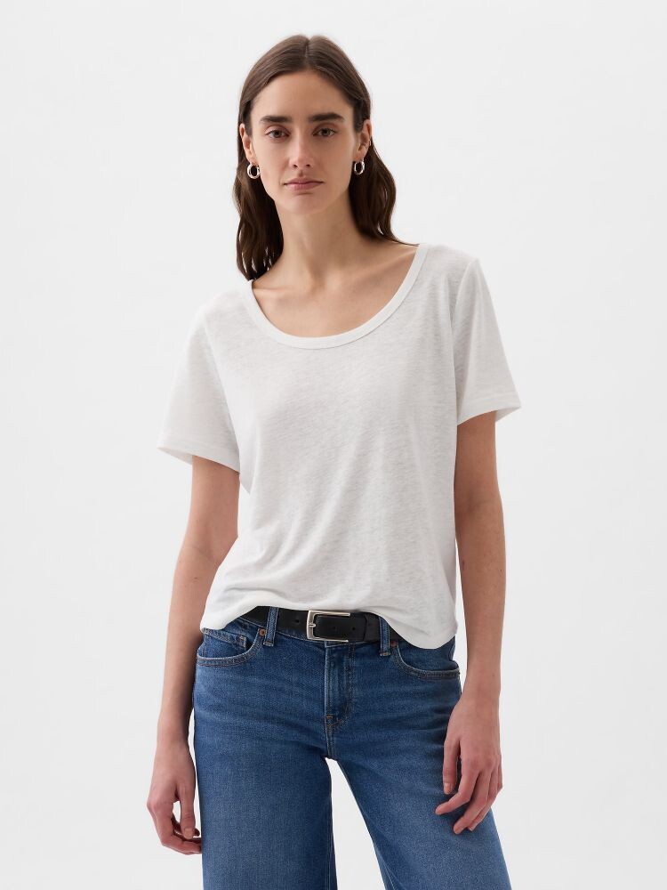 

Укороченная льняная рубашка Gap, белый