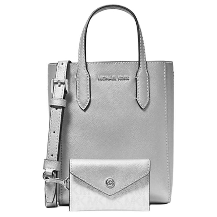 

MICHAEL KORS Сумка через плечо из лакированного холста, кроссбоди, женская серебристая