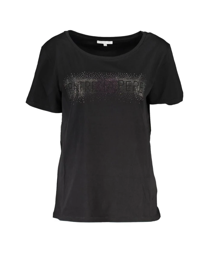 

Стильная контрастная черная футболка с короткими рукавами Patrizia Pepe, черный