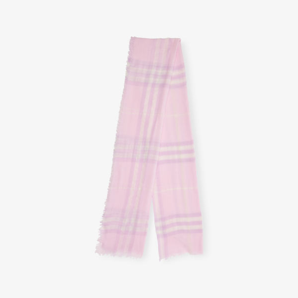 

Широкий шерстяной шарф в клетку Burberry, цвет fondant