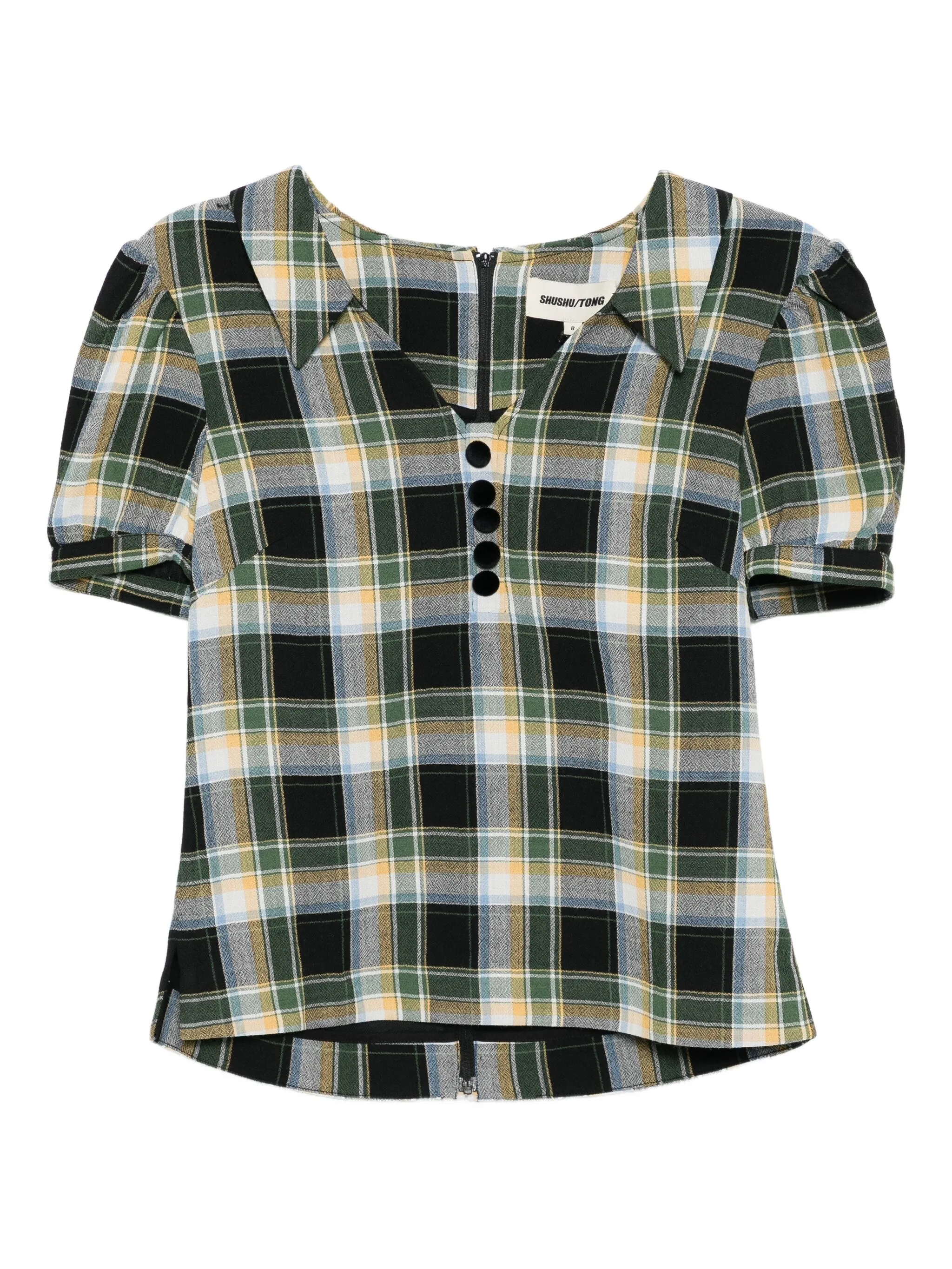 

Блузка с объемными рукавами и заостренным воротником Shushu/Tong, черный