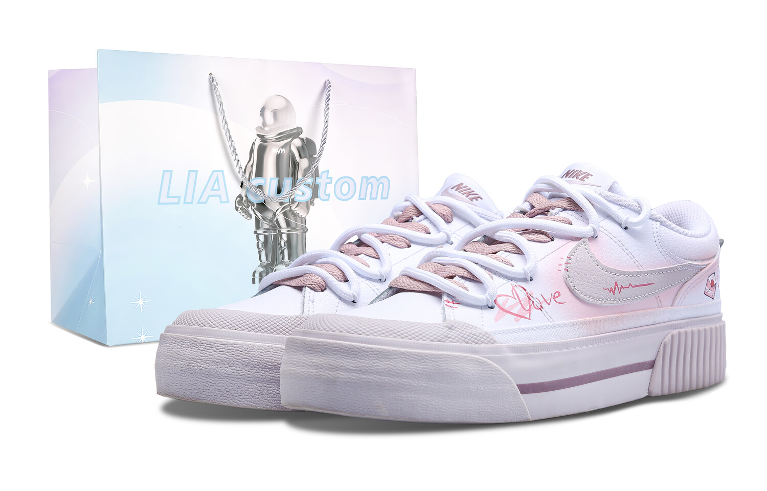 

Кроссовки Nike Court Legacy Skateboarding Shoes Women's Low-top Pink, белый