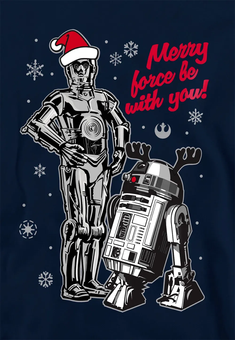 Детская худи Disney Star Wars Merry Christmas Droids, темно-синий, темно-синий — фото 2
