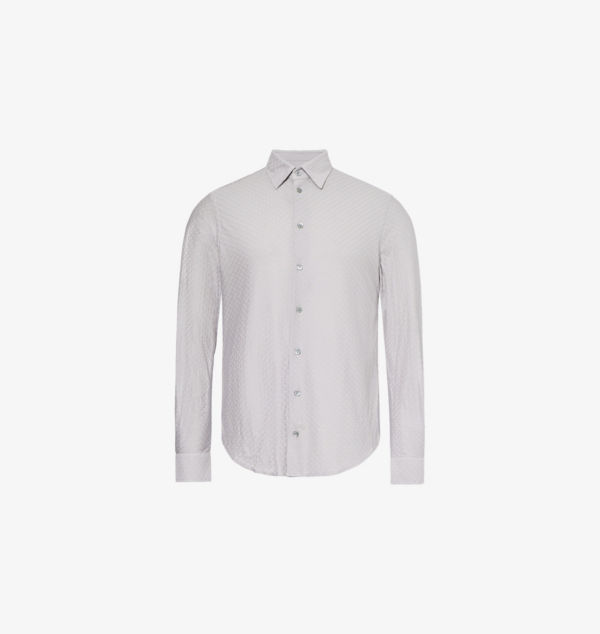 

Рубашка из ткани классического кроя с закругленными манжетами Emporio Armani, цвет fantasia grigio chia