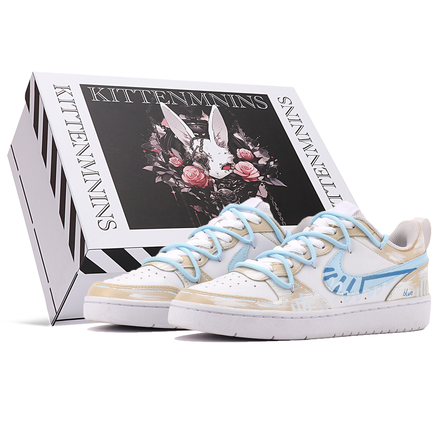 

Кроссовки Nike Court Borough Skateboard Shoes Women's Low-Top Blue Yellow, Синий, Кроссовки Nike Court Borough Skateboard Shoes Women's Low-Top Blue Yellow