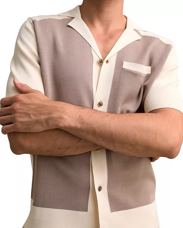 

Рубашка в стиле кэмп с цветными блоками Reiss, бежевый