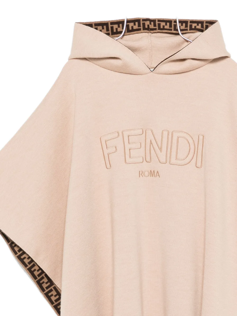 Пончо с капюшоном и узором FF FENDI KIDS, нейтральный — фото 3