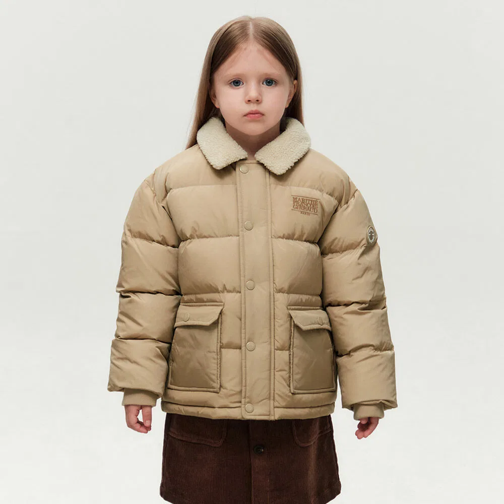 Детский пуховик с воротником, бежевый, от Marithé Kids