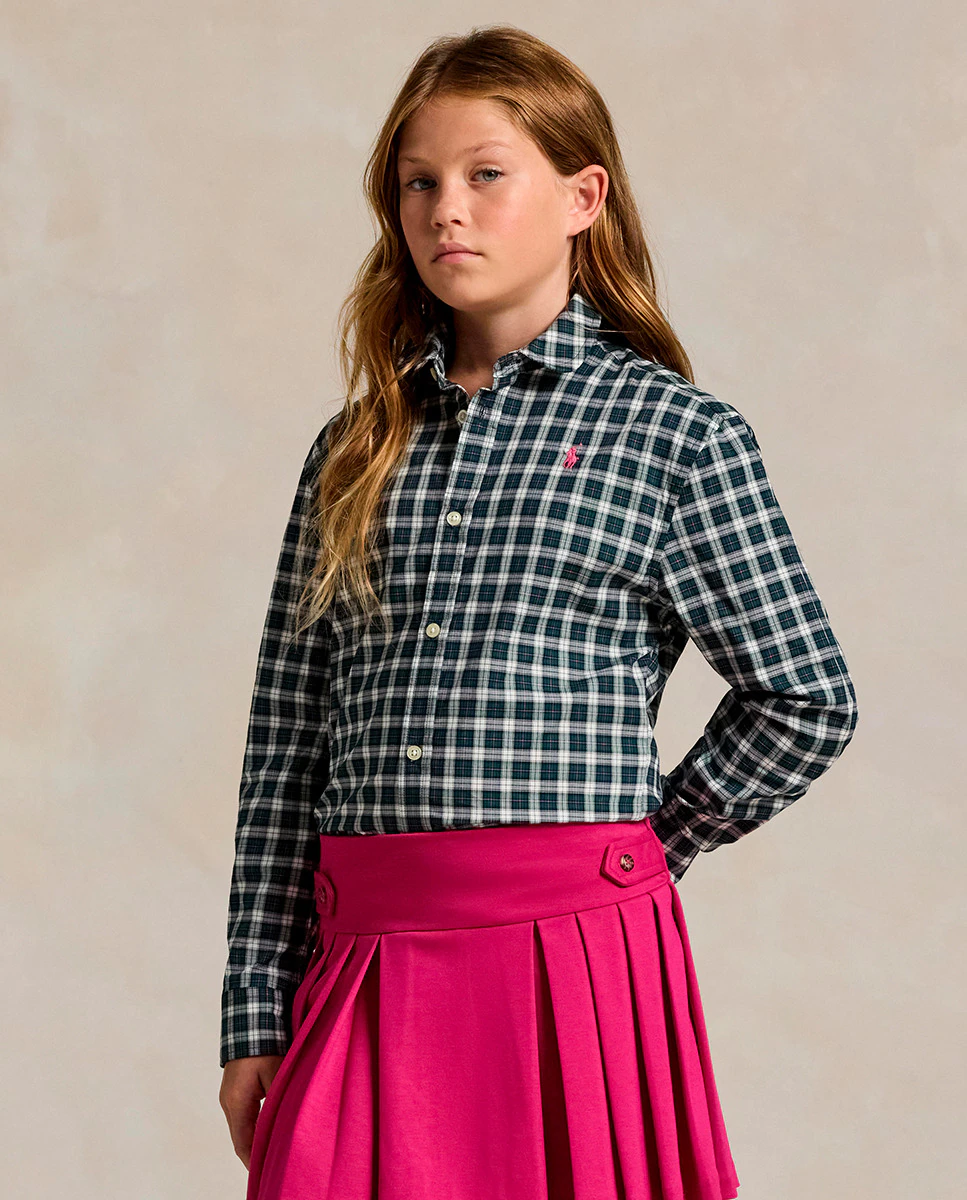 

Рубашка из хлопка в клетку для девочки Polo Ralph Lauren, зеленый