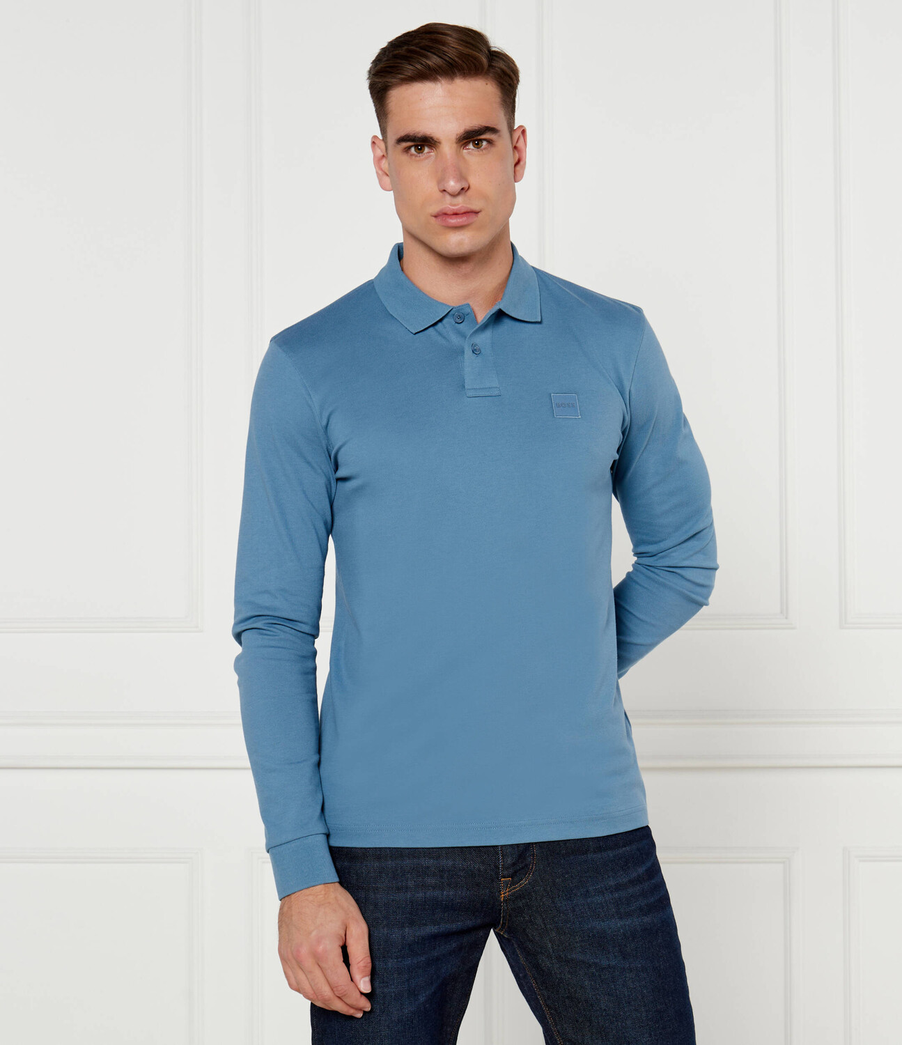 

Поло BOSS ORANGE Passerby Slim Fit stretch, синий