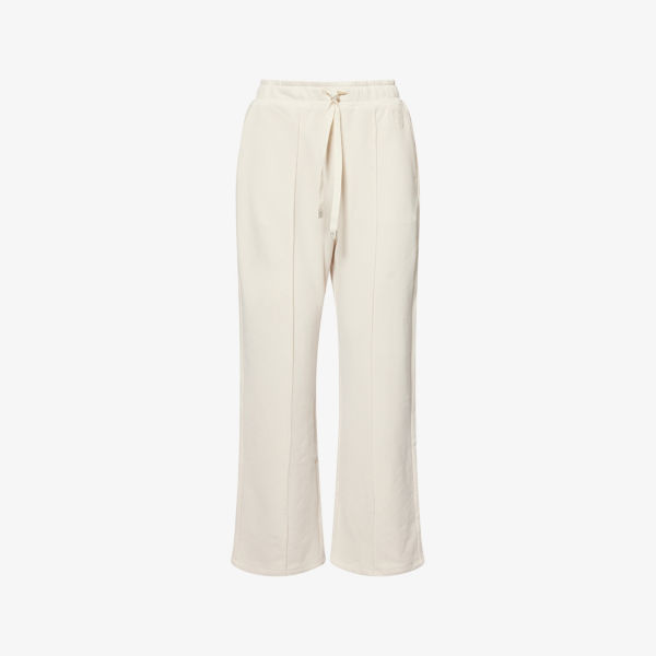 

Фольклорные прямые брюки из хлопковой смеси для бега Weekend Max Mara, белый