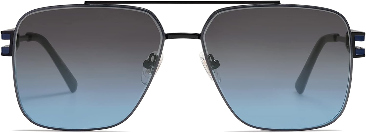 

Солнцезащитные очки SOJOS в стиле ретро, ​​большие квадратные, для женщин и мужчин, винтажные, с большой двойной перемычкой, металлическая оправа, унисекс, модель SJ1180, Black/Grey&blue