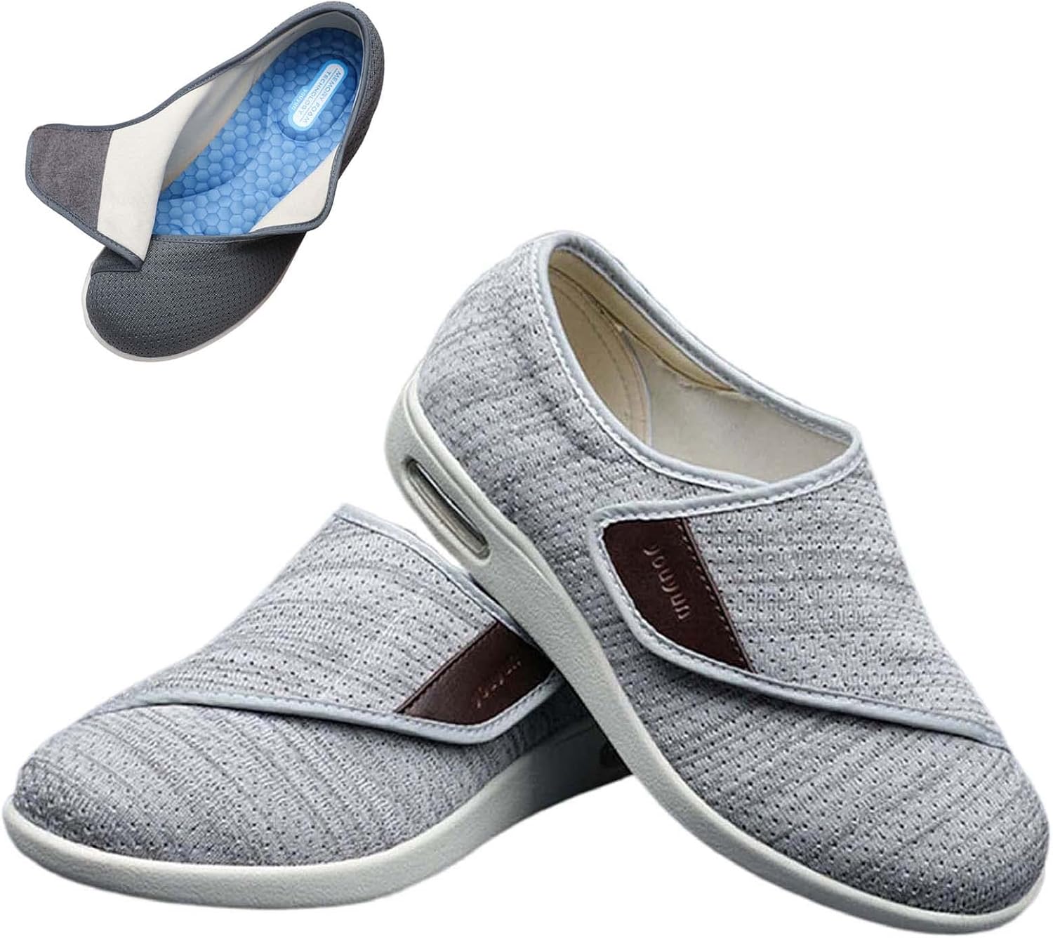 

Легкие кроссовки для ходьбы, плюс удобные обувь для расширения, регулируемые при опухании стопы, противоскользящие, с двойной стелькой и воздушной подушкой, мужские кроссовки для ходьбы, размер 13.5 Generic, светло-серый