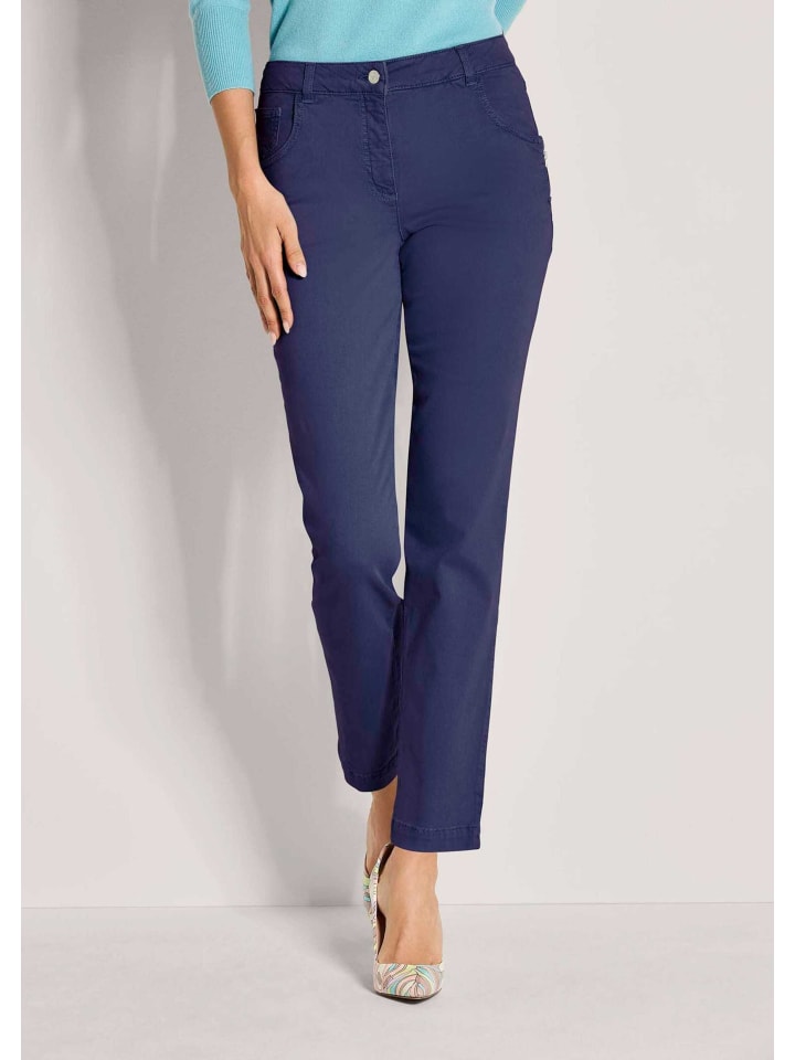 

MADELEINE Узкие брюки с пятью карманами, эластичные и удобные, темно-синего цвета