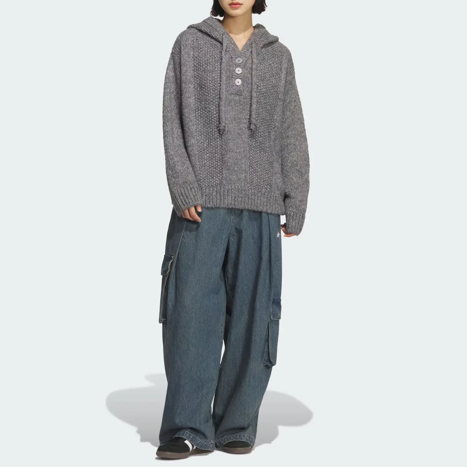 Вязаный свитер FW25 для женщин Adidas Originals, серый — фото 3