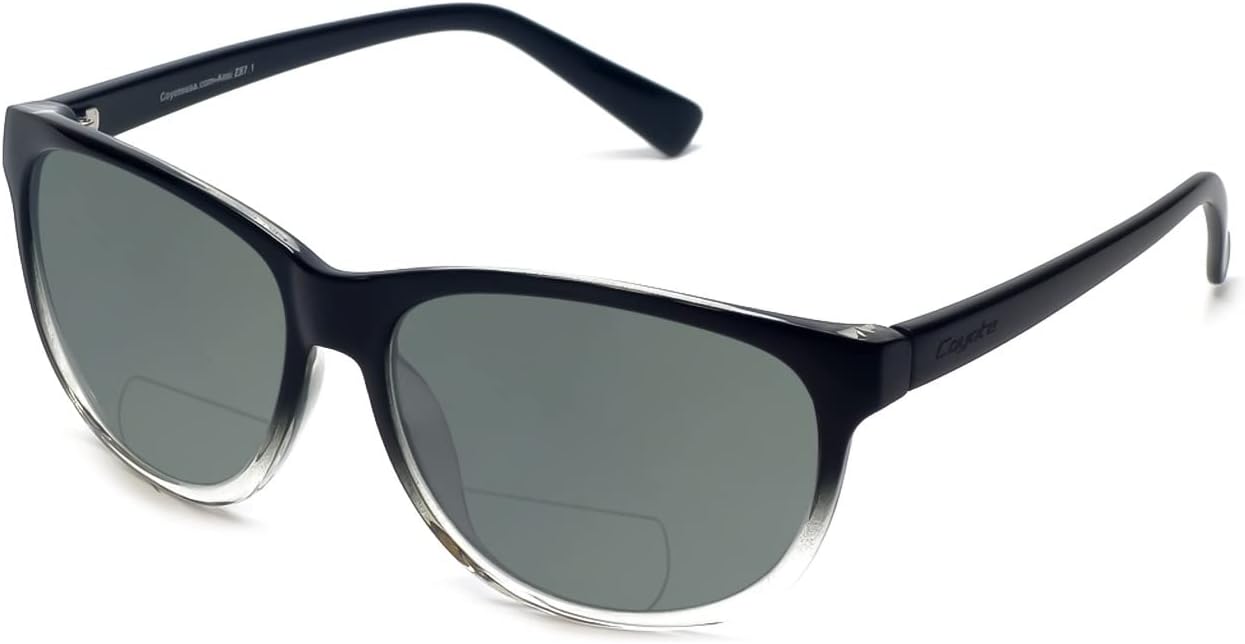 

Солнцезащитные очки Coyote Eyewear с поляризацией, бифокальные, для чтения/без диоптрий, черные, прозрачные, для мужчин и женщин, модные солнцезащитные очки для чтения, Black/Clear Fade/Smoke