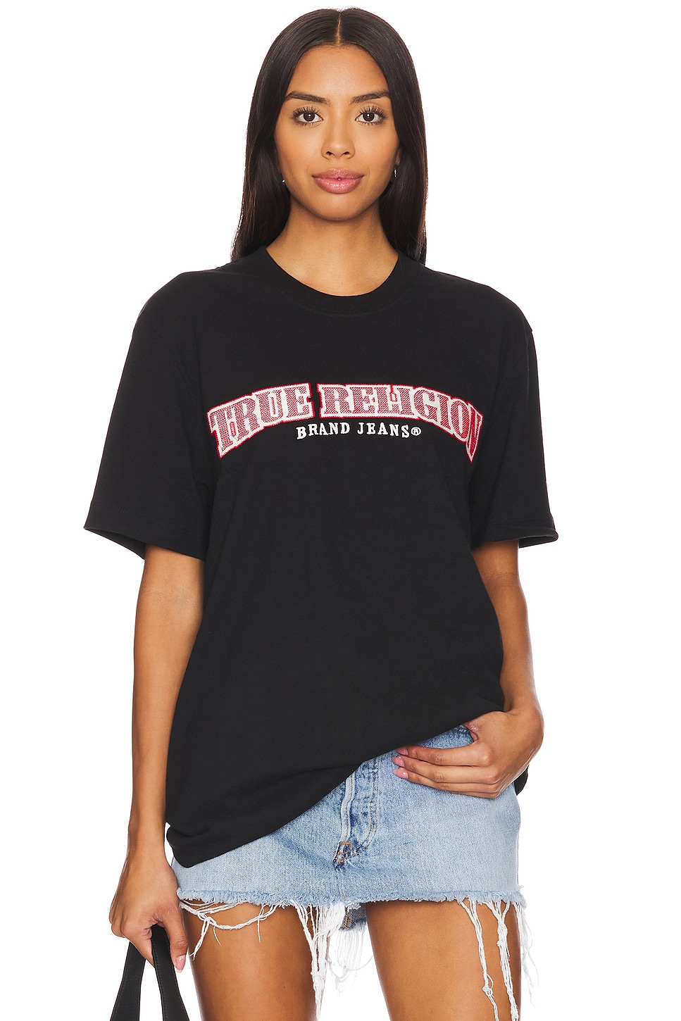 

Футболка с вышивкой крестом True Religion, черный