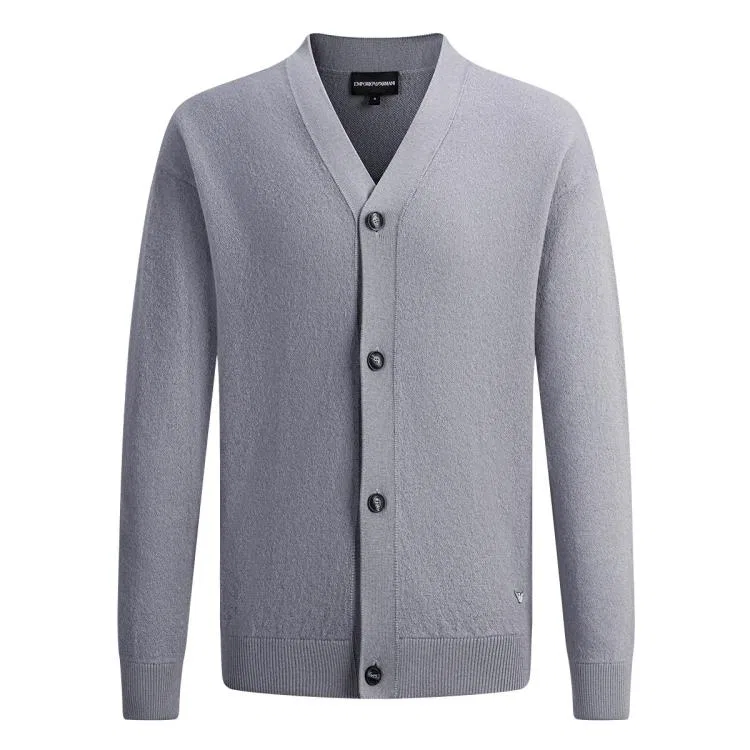 Свитер мужской серый V-neck кардиган EMPORIO ARMANI, Gray