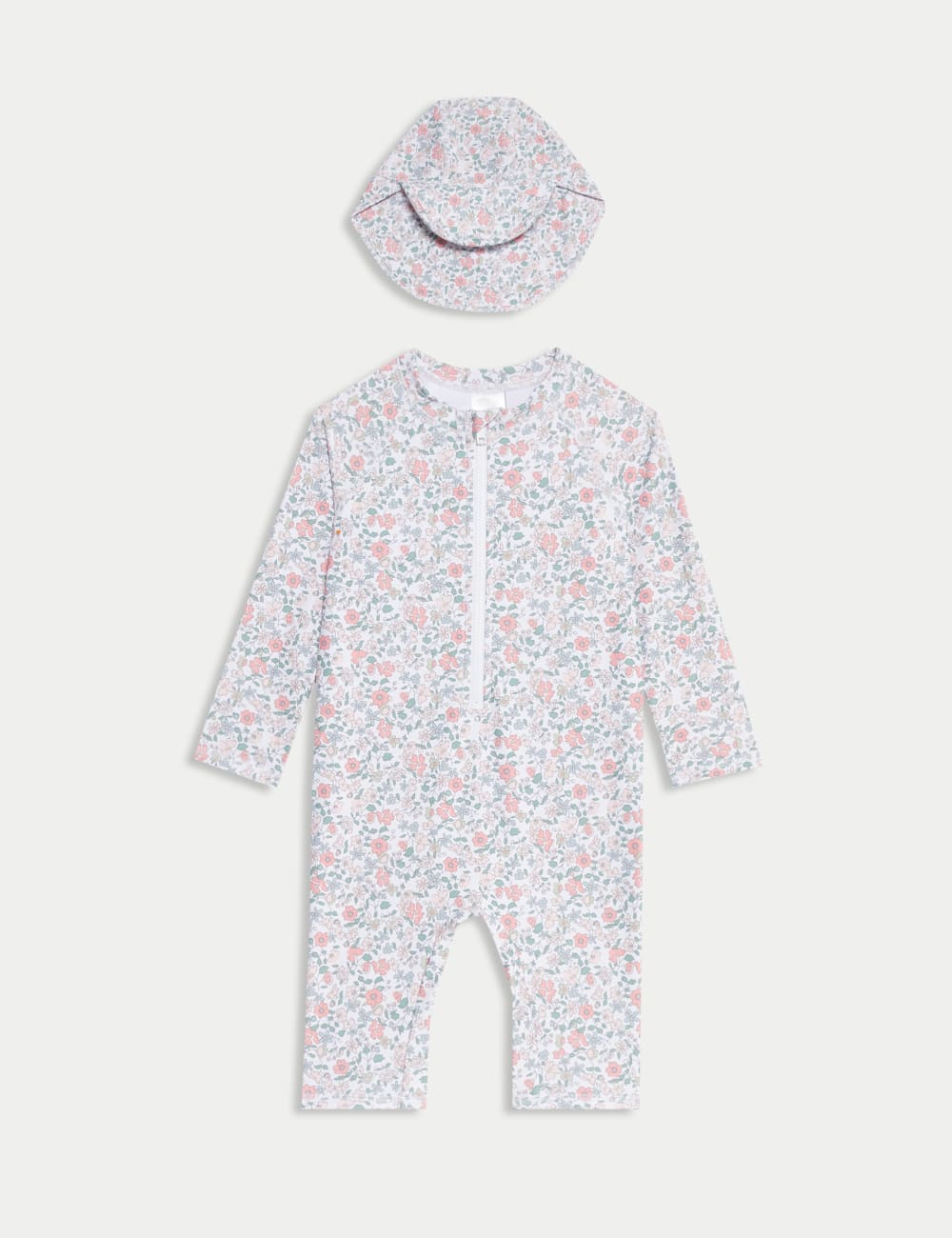 

Комплект из 2-х предметов: купальник Sunsafe Floral и шапочка Marks & Spencer, слоновая кость