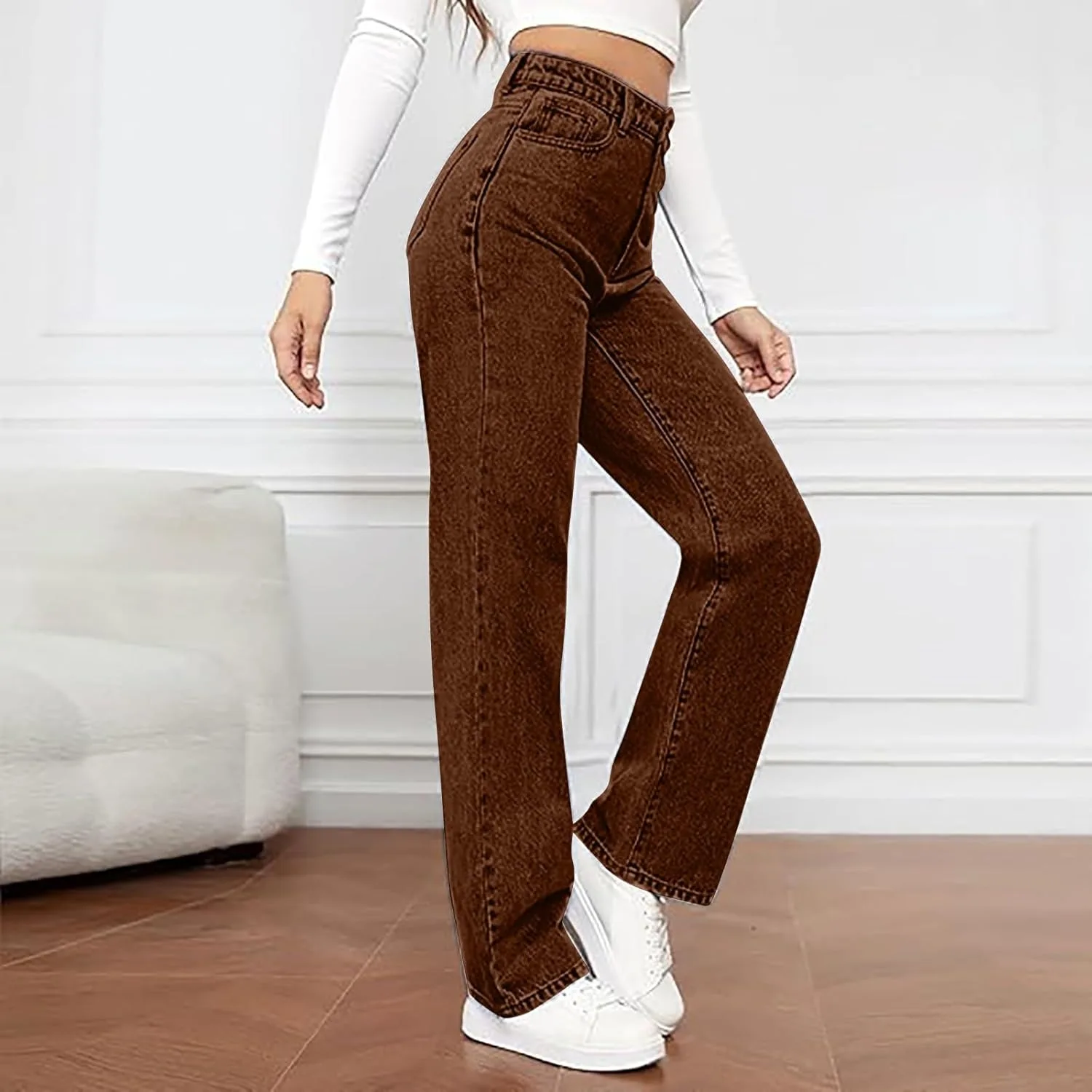 Джинсы женские High Waisted Straight Leg Baggy Stretchy — фото 4