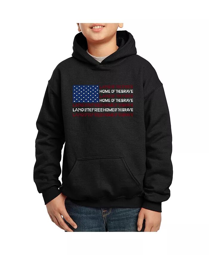 

Толстовка с капюшоном Word Art для мальчиков - Land of the Free American Flag LA Pop Art, черный