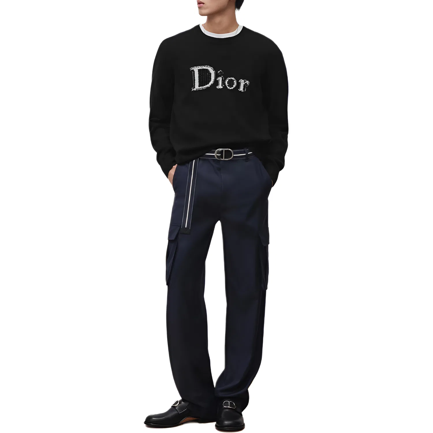 Свитер мужской black crew neck moderate DIOR — фото 3