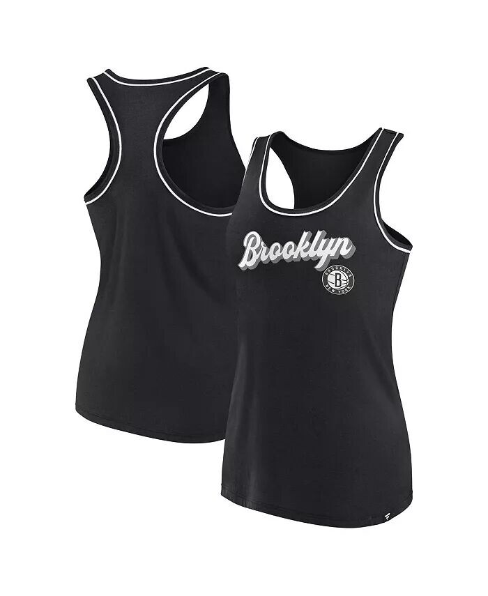 

Женская черная майка Brooklyn Nets с логотипом и надписью Racerback Fanatics
