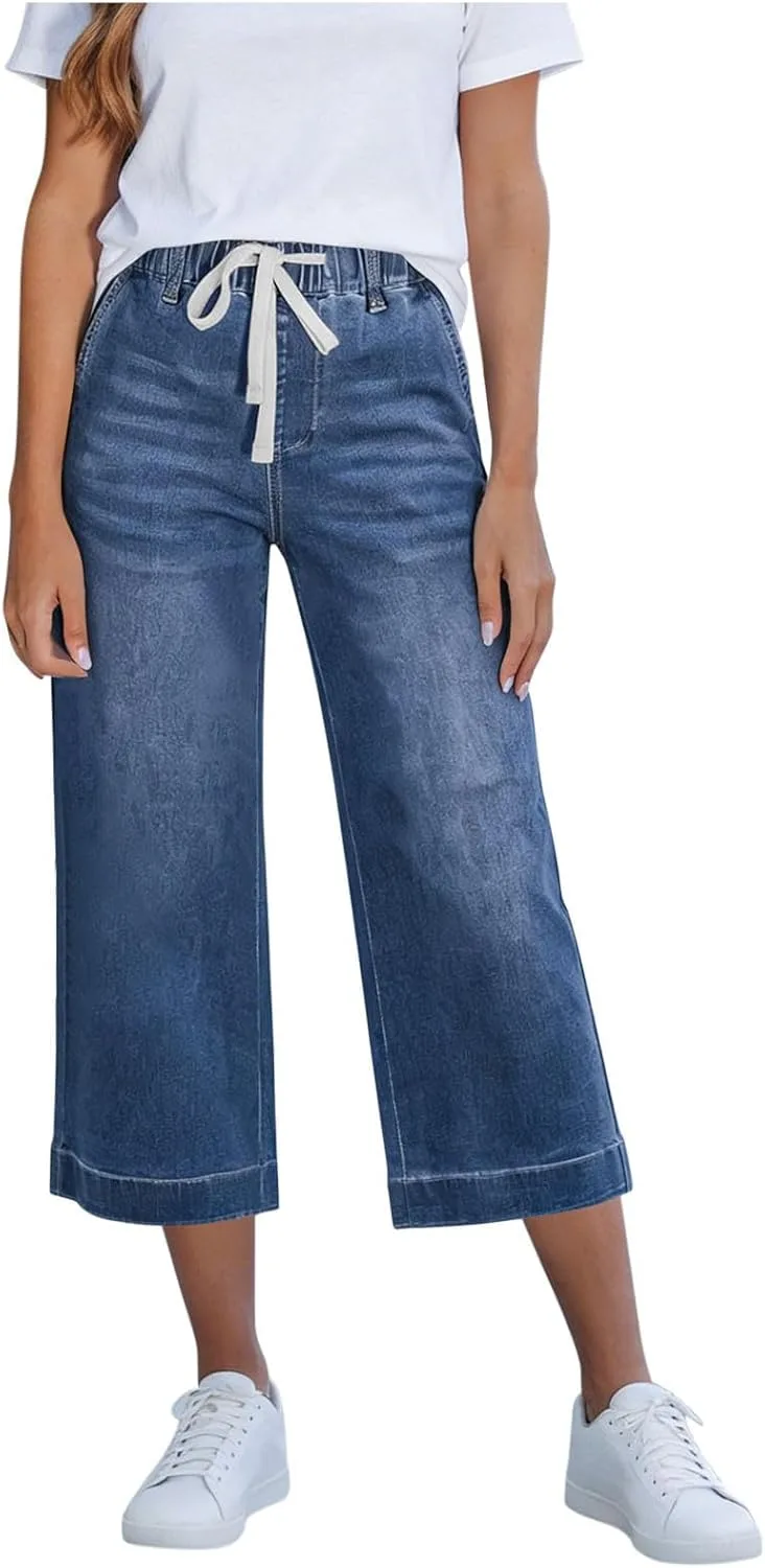 

Джинсы High Waisted Wide Leg с кулиской и карманами