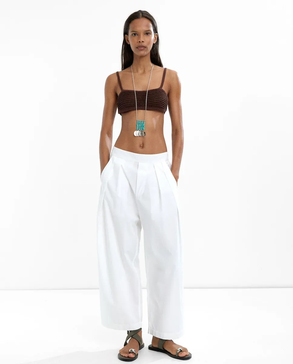 

Женские свободные брюки из 100% хлопка с защипами, однотонные Parfois, белый