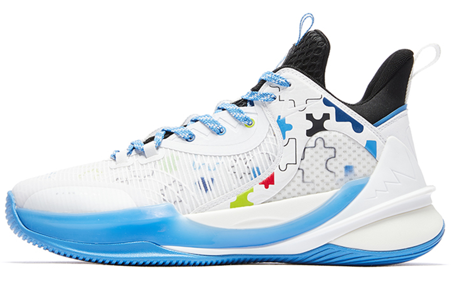 

QIAODAN Ядовитые клыки 2.0 амортизирующие противоскользящие износостойкие баскетбольные кроссовки мидтоп мужские бело-синие