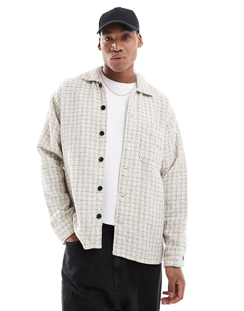 

Фактурная верхняя рубашка в кремовую клетку Jack & Jones