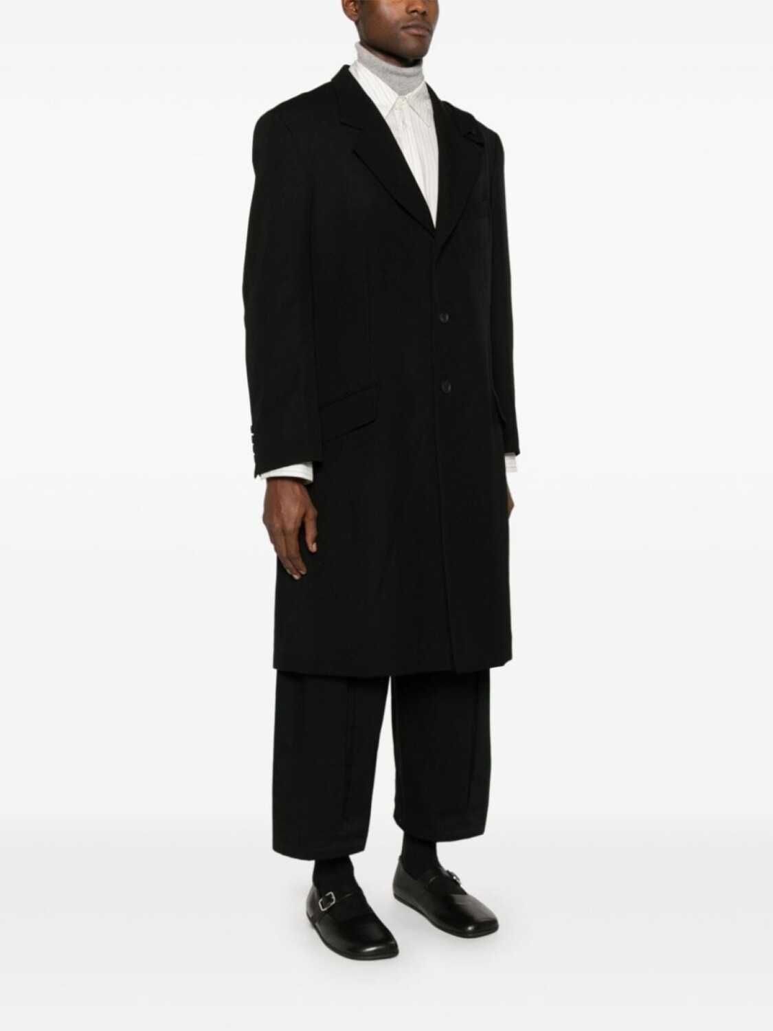 Yohji Yamamoto пальто с потайной застежкой, черный — фото 3