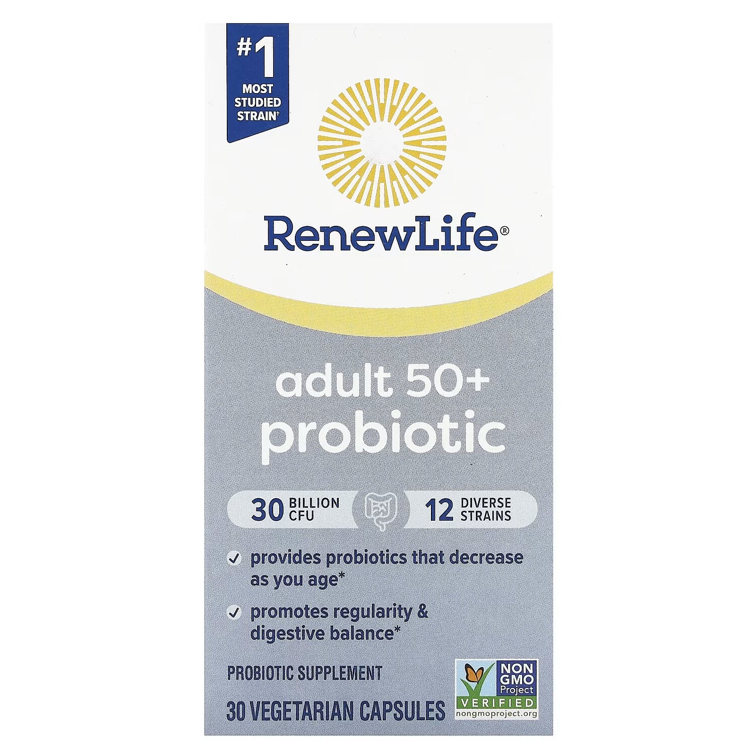 

Пробиотик для взрослых старше 50 лет Renew Life 30 млрд КОЕ, 30 вегетарианских капсул