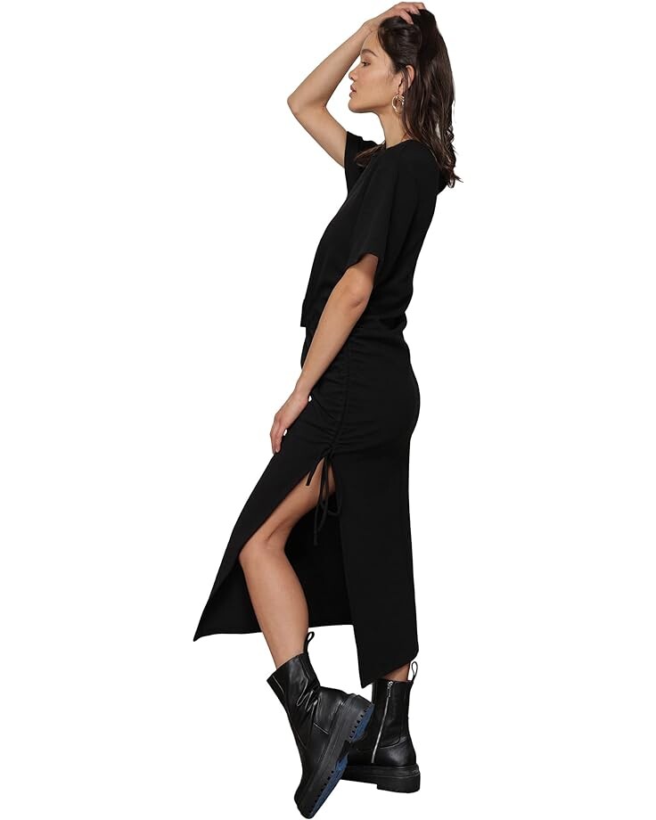 

Платье line and dot Ratha Knit Shirtdress with One Side Tie, черный
