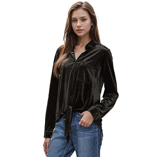 

Женская блузка на пуговицах из вельвета Nurode, Black