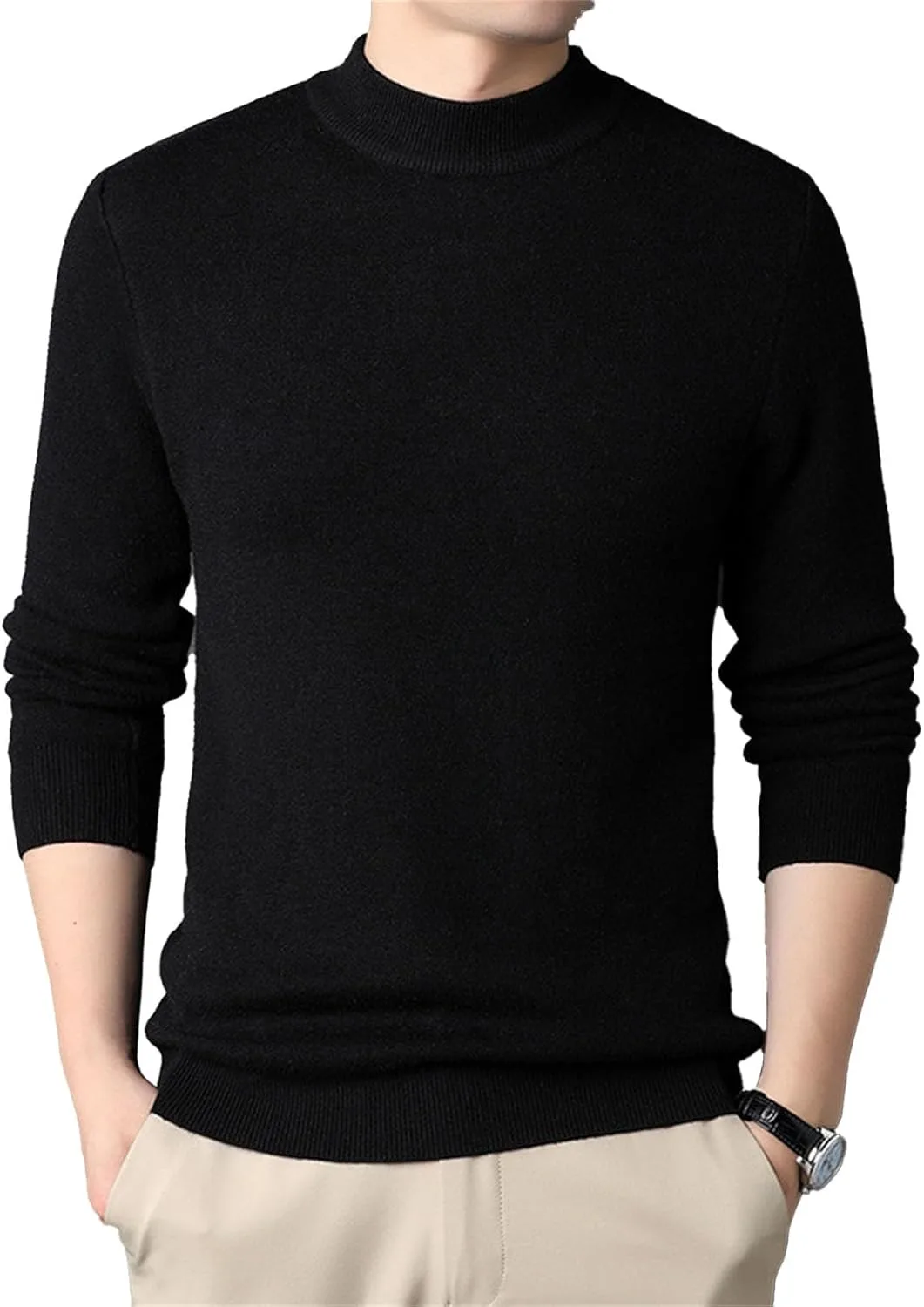 

Мужской однотонный полуводолазный свитер с длинными рукавами, Slim Fit