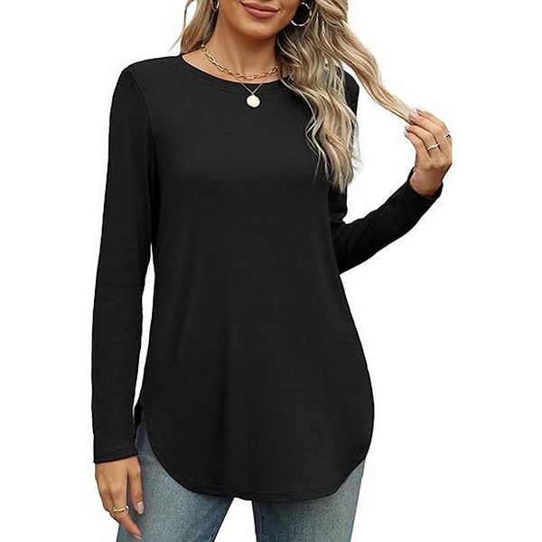 

Женская блузка с длинным рукавом и круглым вырезом Yesfashion, Black
