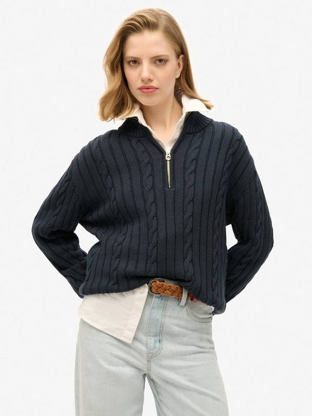 

Вязаный джемпер для регби хенли Superdry, цвет Cable Navy