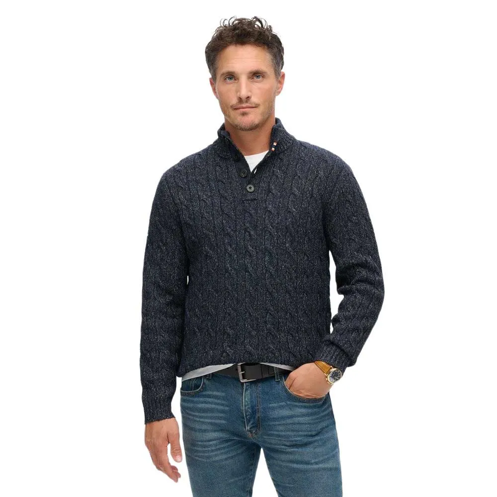 

Свитер Superdry Cable Button high neck, серый