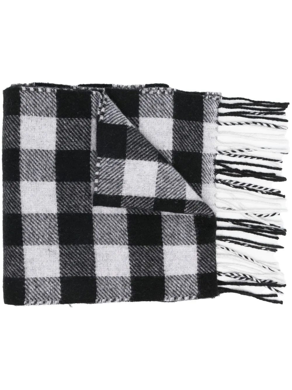 

Клетчатый шарф с бахромой WOOLRICH, черный