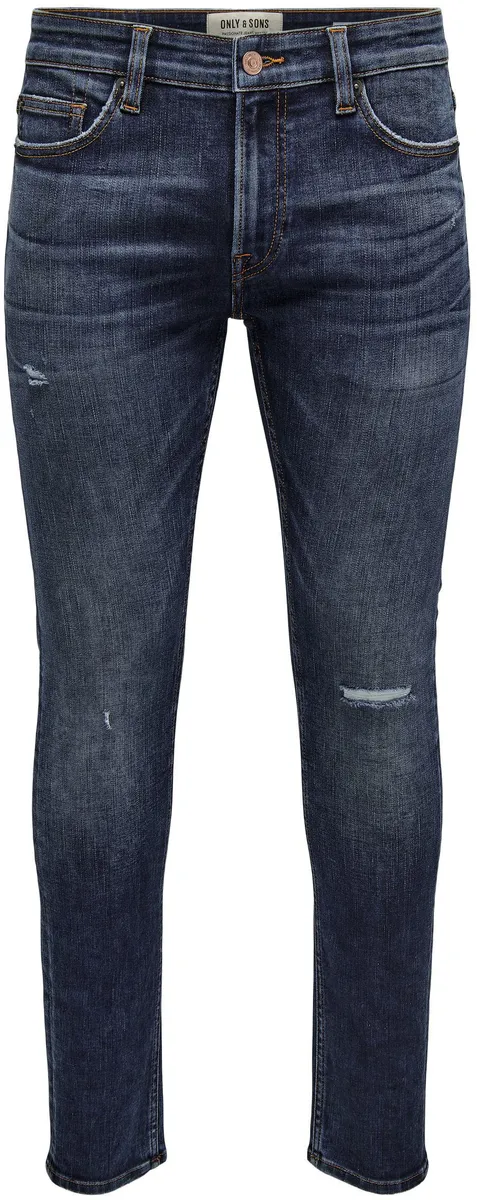 

Джинсы узкого кроя ONLY & SONS "OS ONSLOOM SLIM BLUE GREY 40", с эффектом потертости, синий