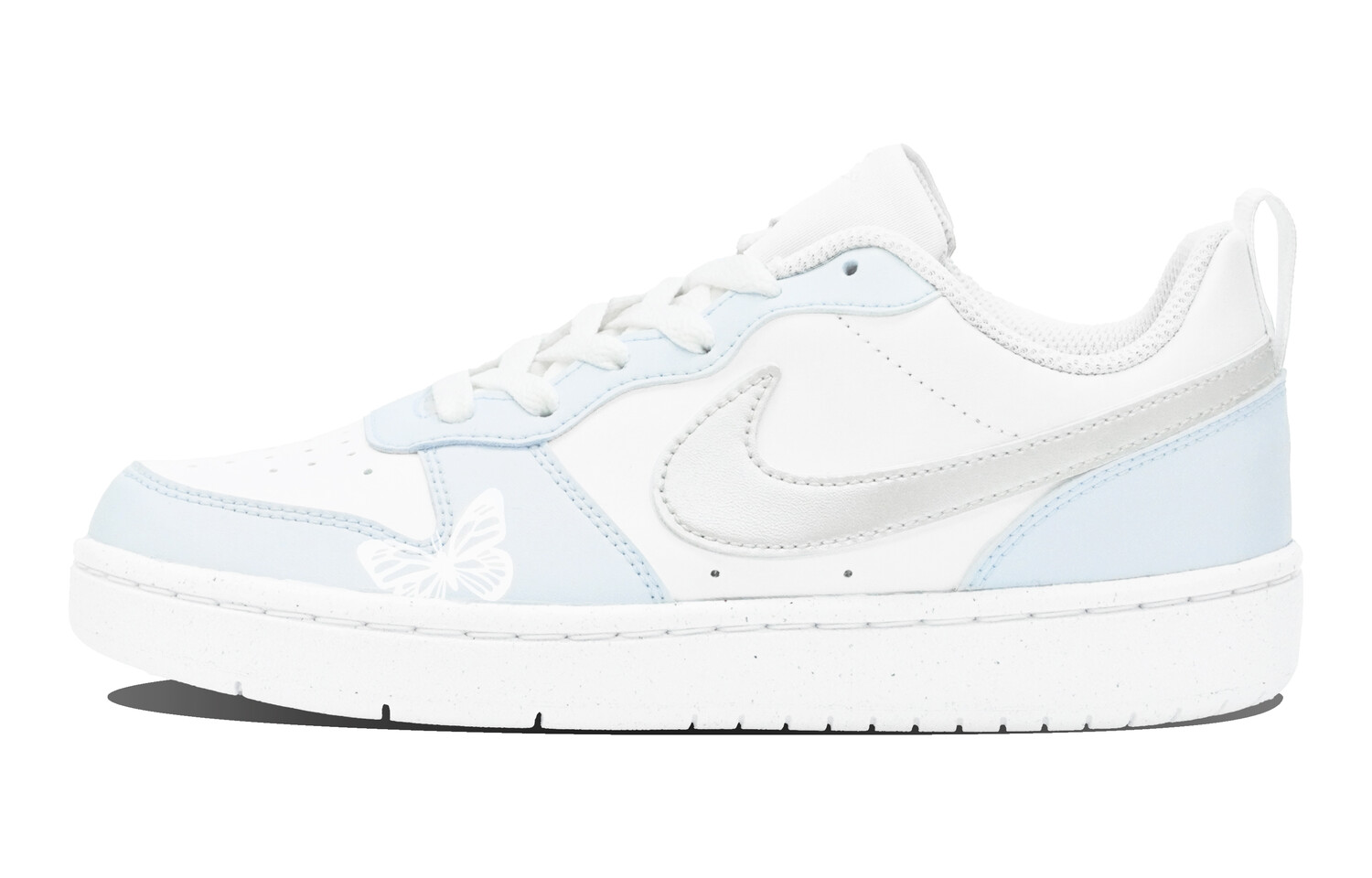 Кроссовки Nike Court Borough Skateboarding Shoes Women's Low-top Silver, голубой — фото 2