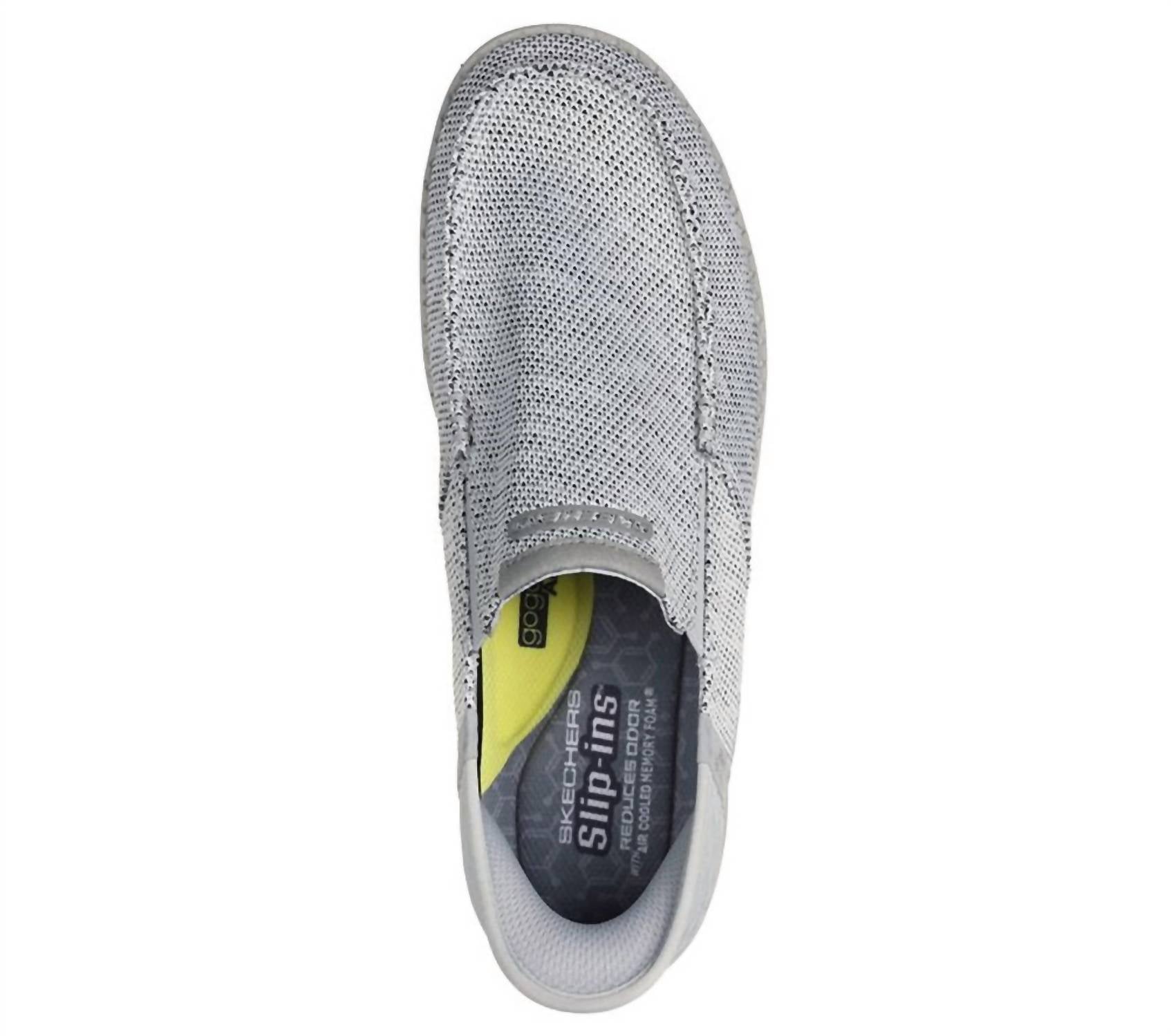 Мужские туфли Melson Medford Slip-Ins светло-серого цвета Skechers — фото 4