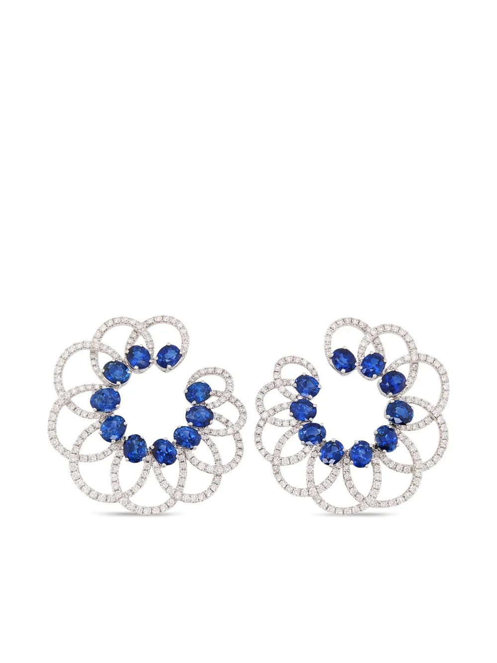 

Серьги-гвоздики из белого золота с сапфирами и бриллиантами HYT Jewelry, серебяный